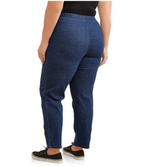 NWT Just My Size Denim Pants pull on elastic waist stretch Petite 3X 22W 24W - Picture 2 of 9